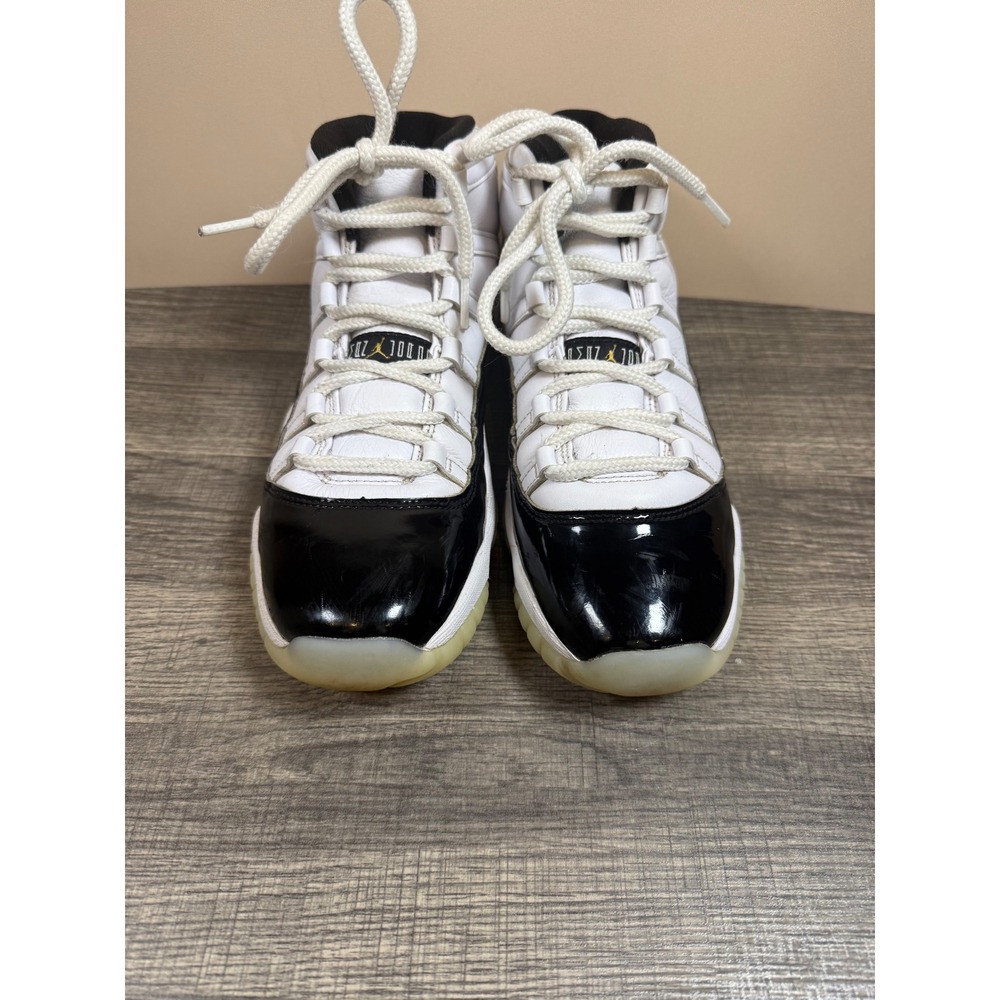 Jordan 11 Retro Gratitude White Black Gold 378038-170 Kids Size 7Y